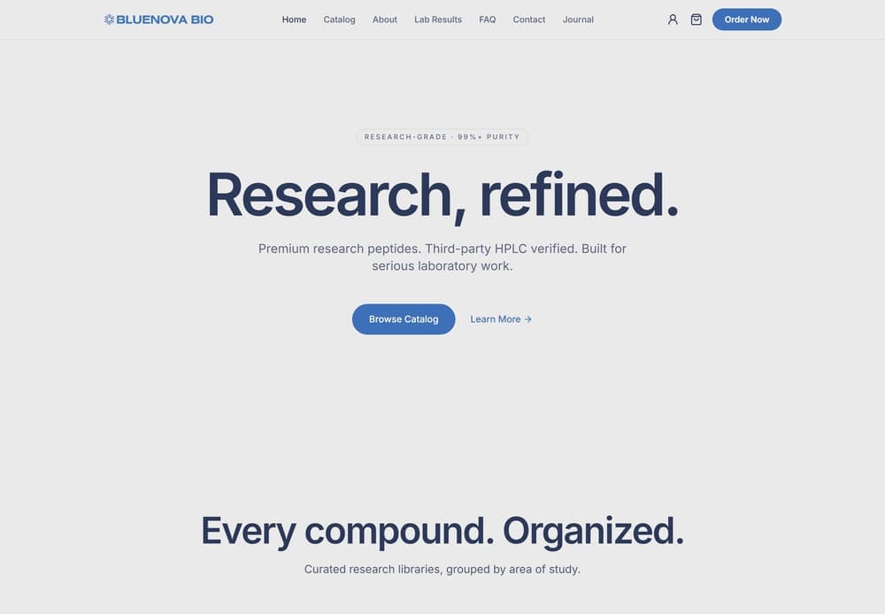 The Blueprint theme, shown on the live purepeptide store