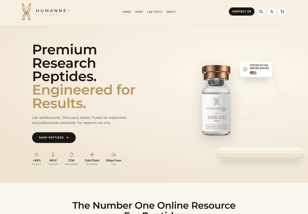 The Gilded theme, shown on the live humannelabs store