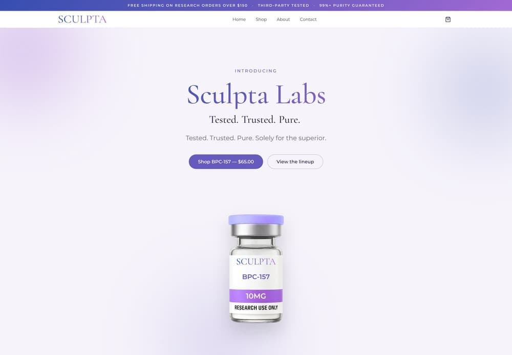 The Atelier theme, shown on the live sculpta store
