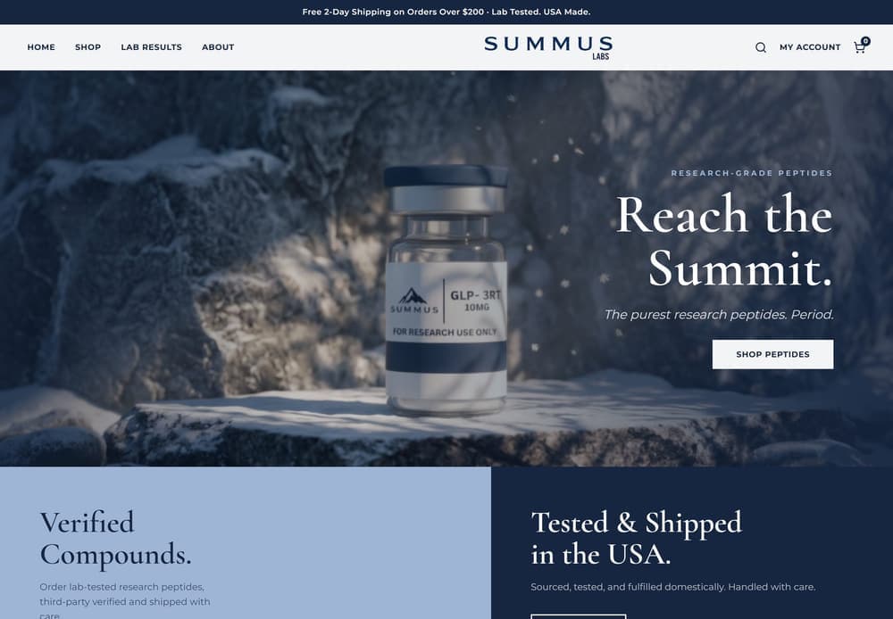 The Alpine theme, shown on the live summus store