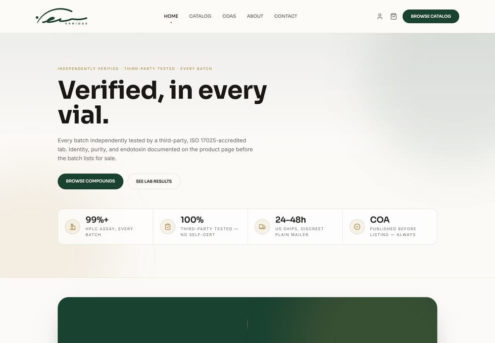 The Apothecary theme, shown on the live veridae store